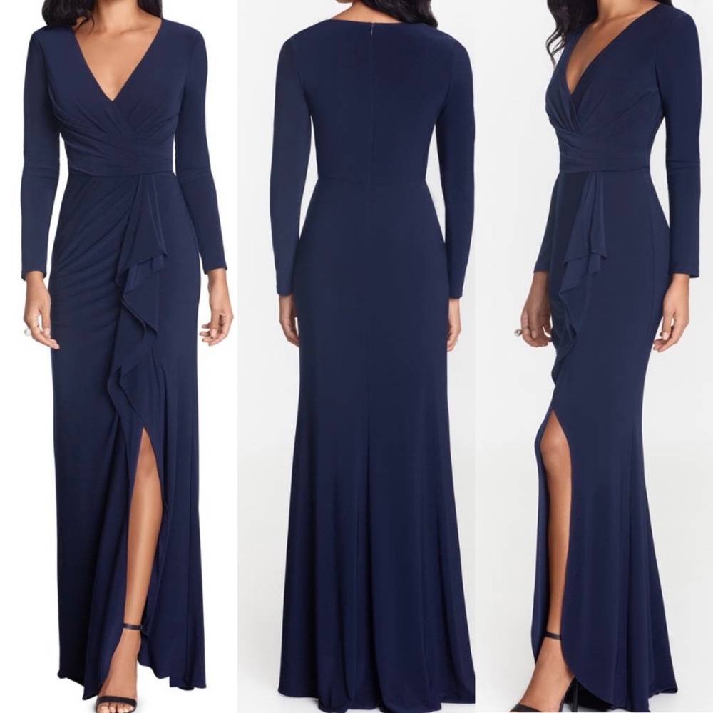 New Betsy
& Adam
Cascade
Ruffle Stretch
Jersey Gown Dress size 4 or 6 or 12